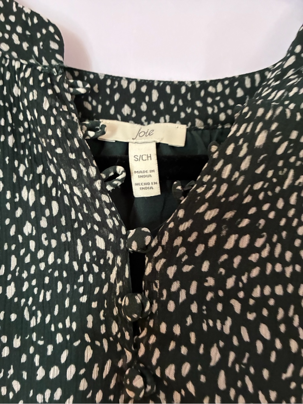 Joie Green and White Printed Long-Sleeve Tunic Dress -Sz S - Picture 3 of 8